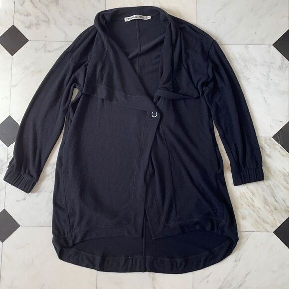 Michael Stars Long Sleeve Black Wrap Cardigan - Picture 1 of 6